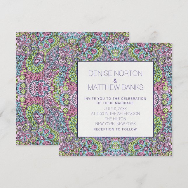 5.25" x 5.25" Groovy Daisy Wedding Invitation (Front/Back)