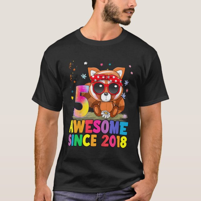 5 5Th Red Panda Awesome Since 2018 T-Shirt (Front)