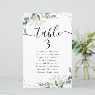 5.5x8.5" Eucalyptus Table Seating Chart No 3