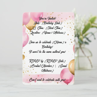 5" * 7" Rounded Birthday Invitation Card