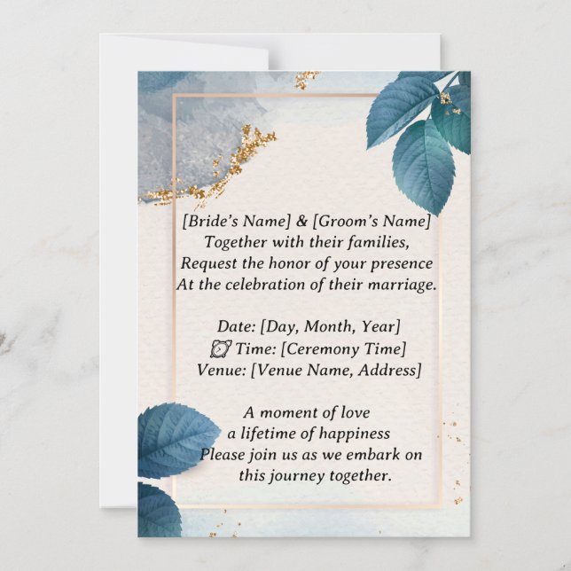 5" * 7" Thin Magnetic Wedding Invitation Card (Front)