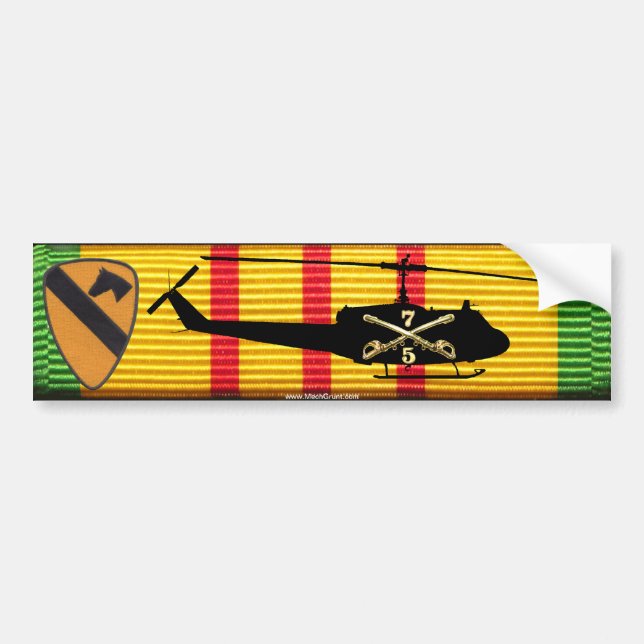 5/7th Cavalry, 1st Cav. Div, UH-1 Bumper Sticker (Front)