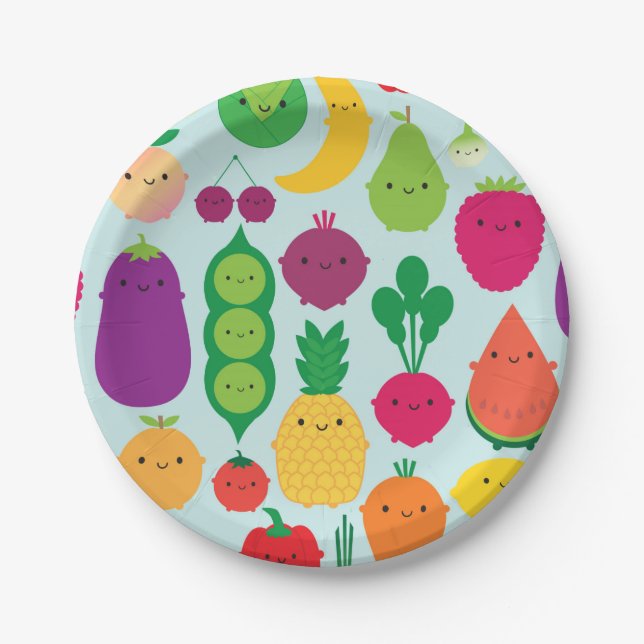 5 A Day Fruit & Vegetables Paper Plate (Front)