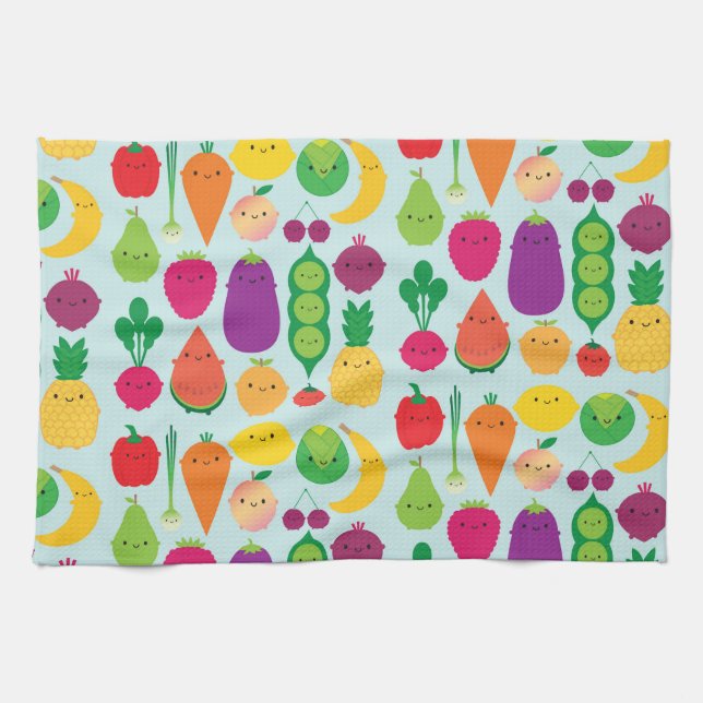 5 A Day Fruit & Vegetables Tea Towel (Horizontal)