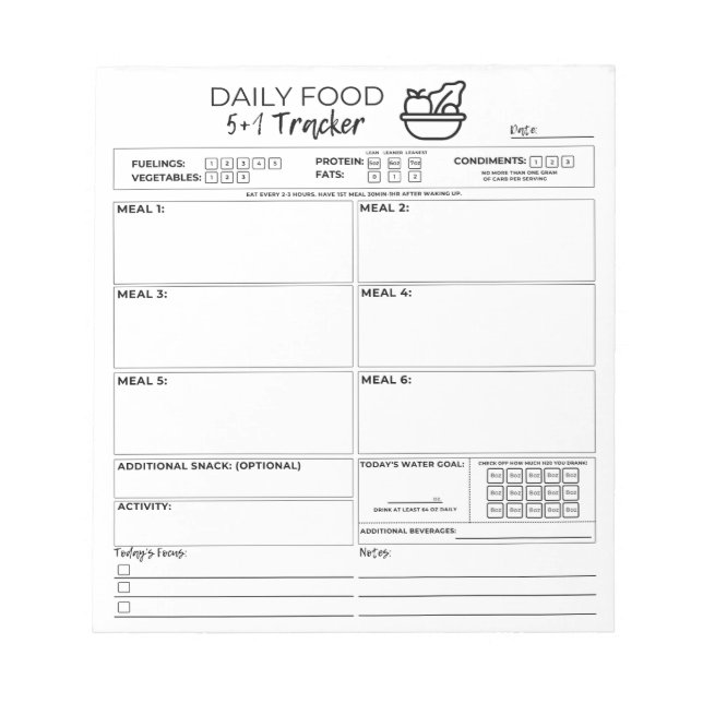 5 and 1 Notepad Tracker (Front)