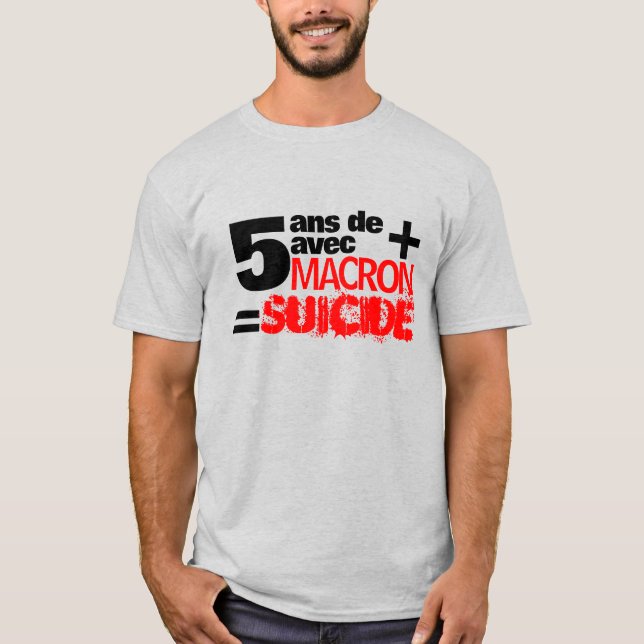 5 ans + Macron = SUICIDE - Grey Men tee (Front)
