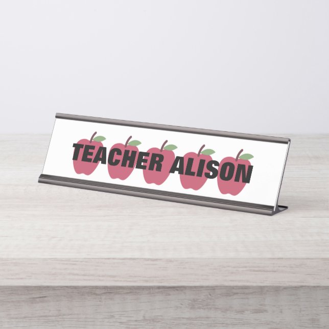 5 Apple Teacher Customisable Name Plate (Front)