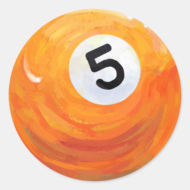 5 Ball Classic Round Sticker (Front)