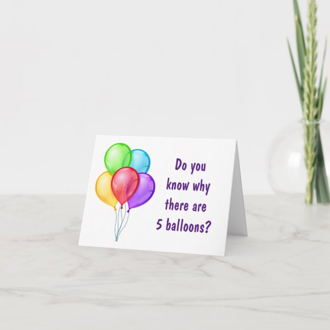 **5 BALLOONS** FOR A SPECIAL **5 YEAR OLD** CARD (Front)