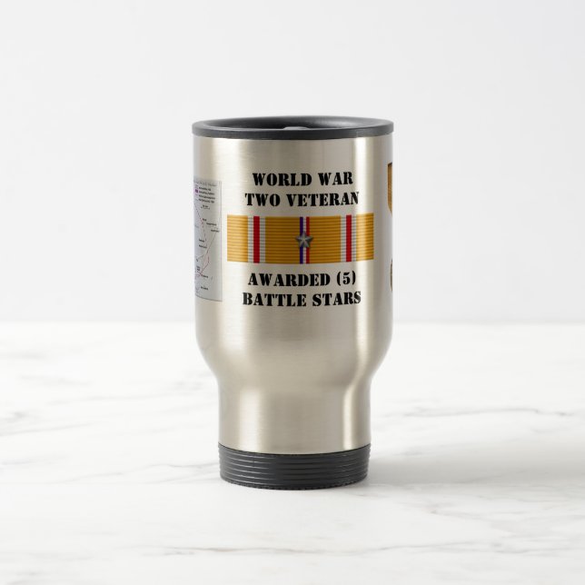 5 BATTLE STARS / WORLD WAR II VETERAN TRAVEL MUG (Center)