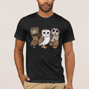 5 Birdorable Owls with Great Horned Owl T-Shirt