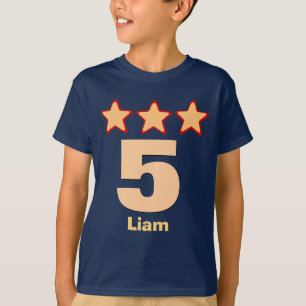 5 Birthday Boy Stars Big Number Custom Name V03H T-Shirt