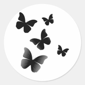 5 Black Butterflies Classic Round Sticker
