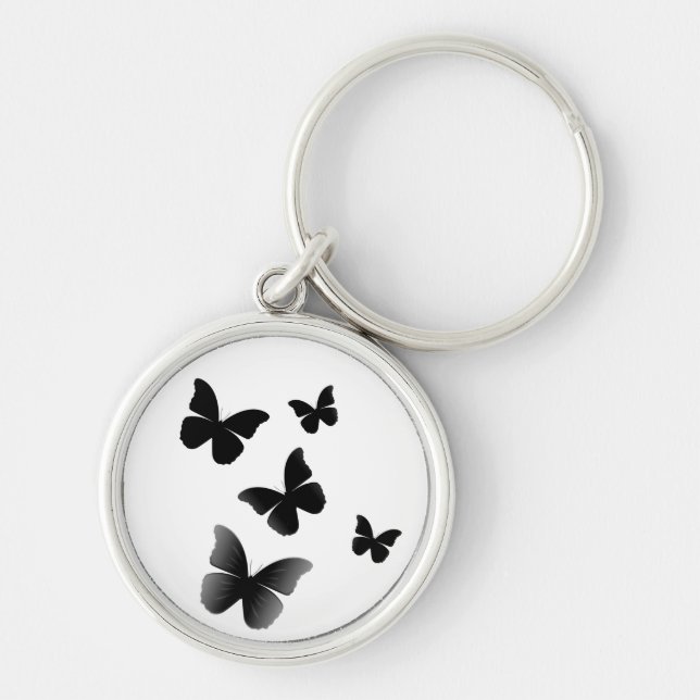 5 Black Butterflies Key Ring (Front)