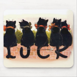 5 Black Cats Vintage Mouse Mat