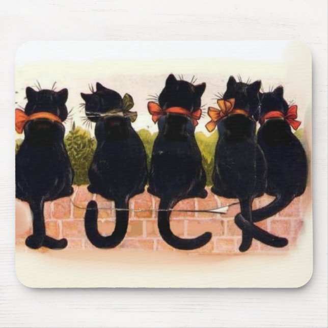 5 Black Cats Vintage Mouse Mat (Front)