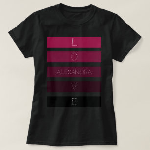 5 Black Purple Gradient Stripes Customised Name T-Shirt