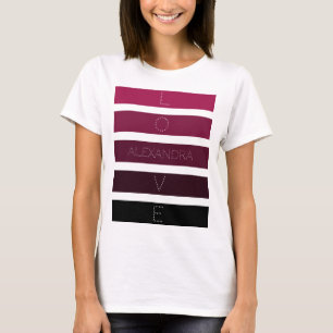 5 Black Purple Gradient Stripes Name Customised T-Shirt