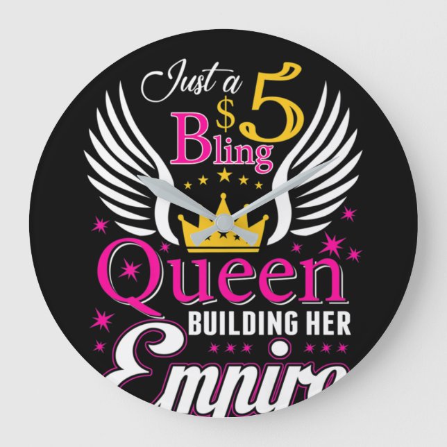 5 Bling Queen for women Ladies Paparazzi Large Clock (Front)