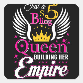 5 Bling Queen for women Ladies Paparazzi Square Sticker
