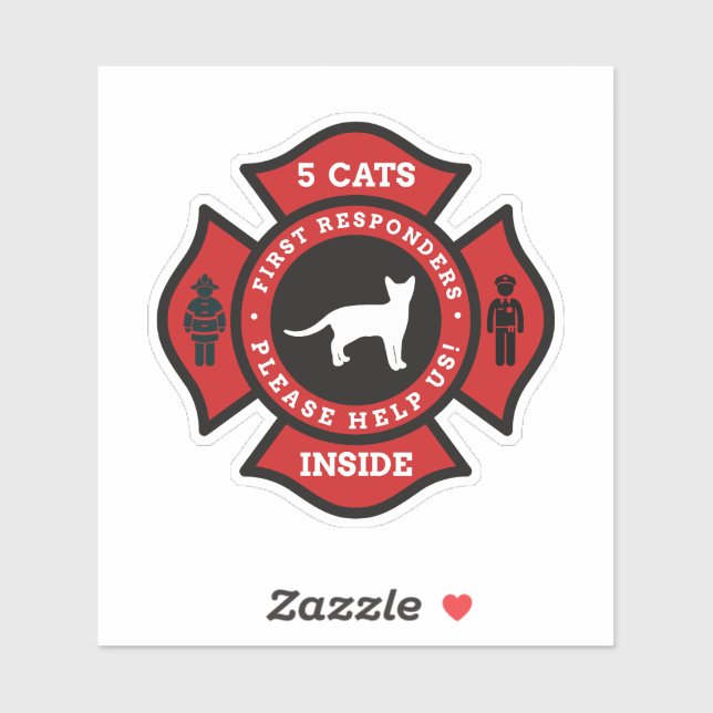 5 Cats Inside Pet Alert For Fire Department (Sheet)