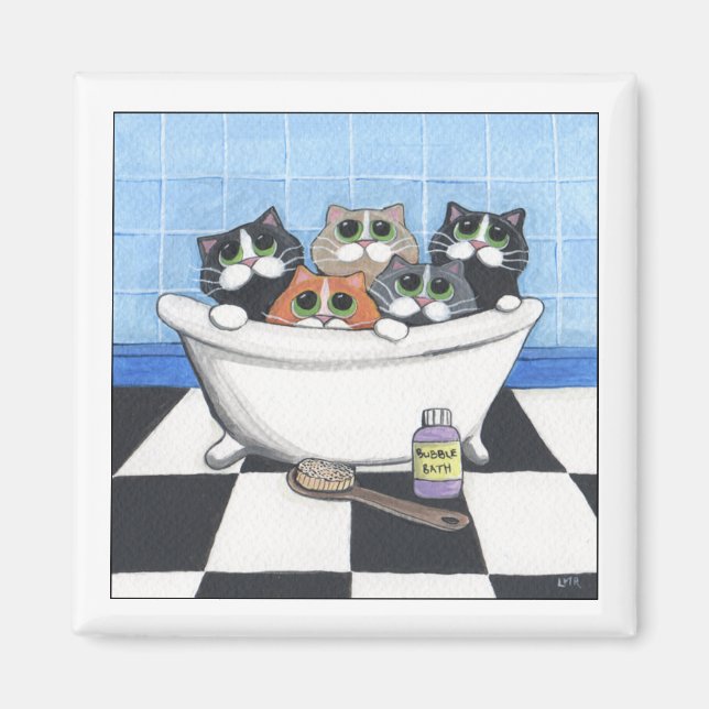 5 Cats Taking A Bath - Cat Magnet (Front)