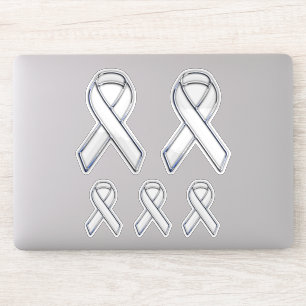 5 Chrome Style Print White Ribbon Awareness