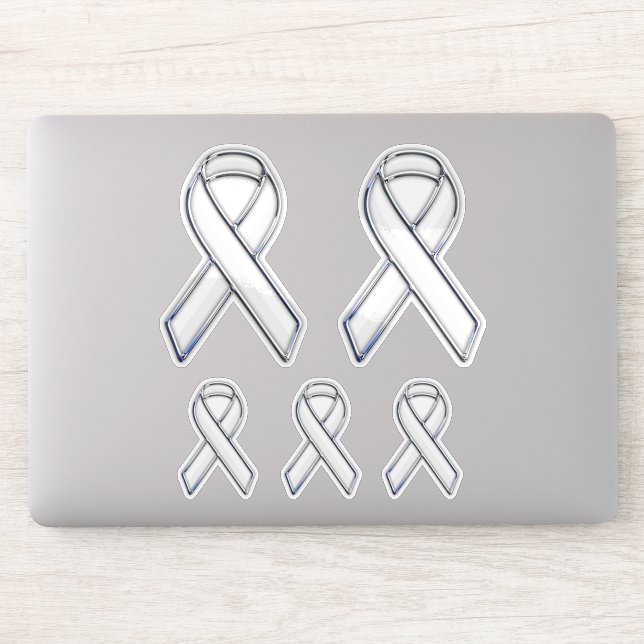 5 Chrome Style Print White Ribbon Awareness (Computer)