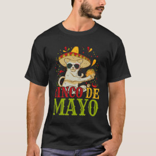 5 Cinco De Mayo  Cat With Mexican Hat And Taco T-Shirt
