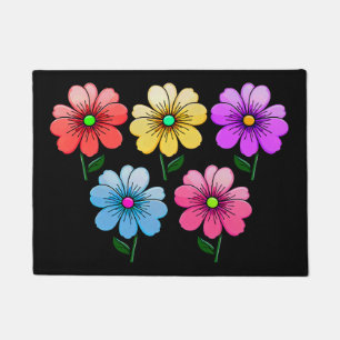 5 Colour Flowers Design Doormat