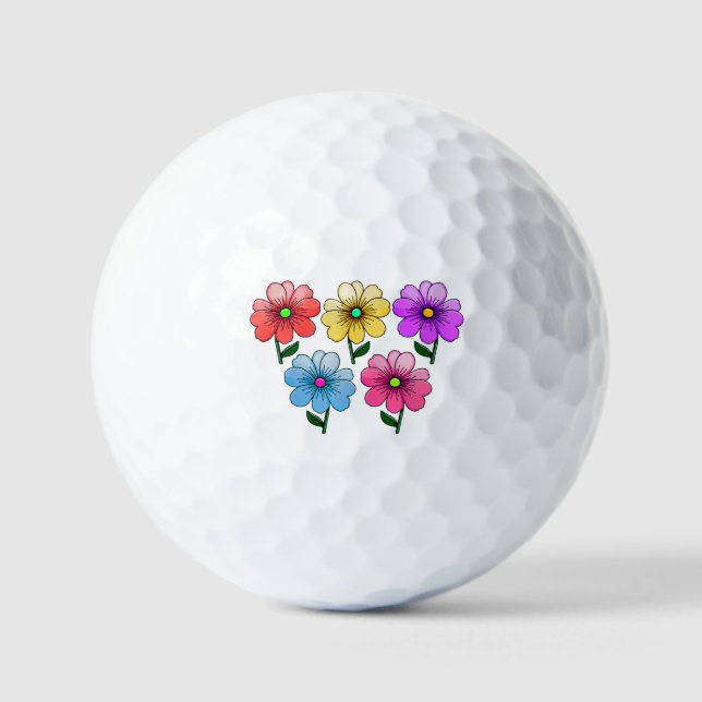 5 Colour Flowers Design  Golf Balls (Front)