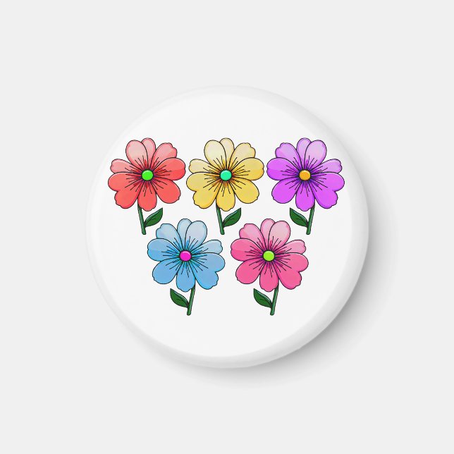 5 Colour Flowers Design  Magnet (Front)