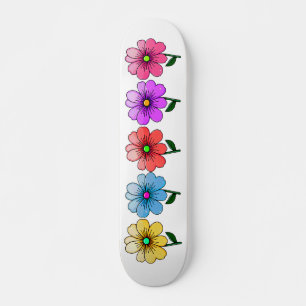 5 Colour Flowers Design  Skateboard