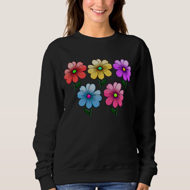 5 Colour Flowers Design  Sweatshirt (Front)