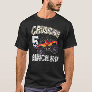 5 Crushing It Since 2017 Monster Truck 5th Birthda T-Shirt