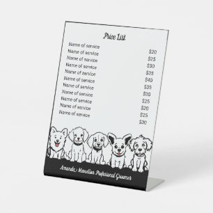 5 Cute Dogs Professional Dog-Related Price List Pedestal Sign