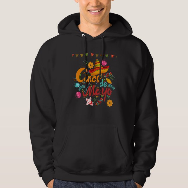 5 de Mayo Fiesta Tacos Nacho Mexican Sombrero Flor Hoodie (Front)