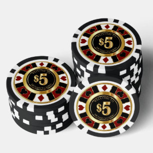 $5 Dollar Casino Poker Chip Las Vegas - Red / Gold