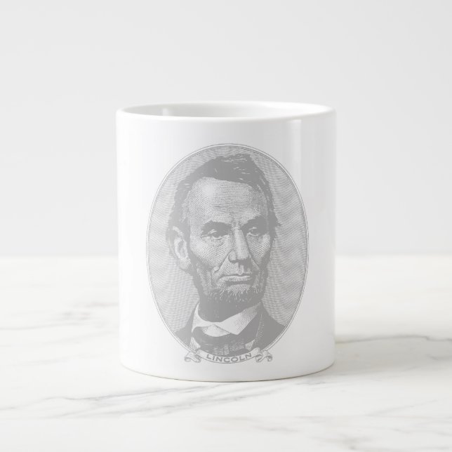 $5 Dollar Money  of President Abraham Lincoln  Large Coffee Mug (Front)