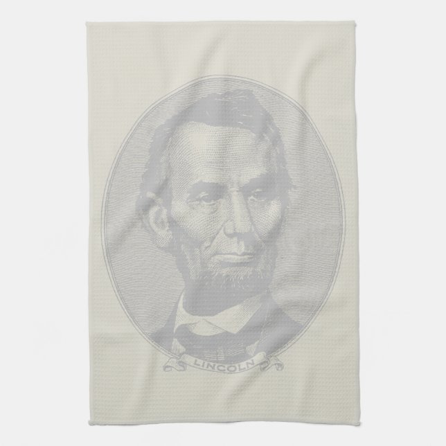 $5 Dollar Money  of President Abraham Lincoln  Tea Towel (Vertical)
