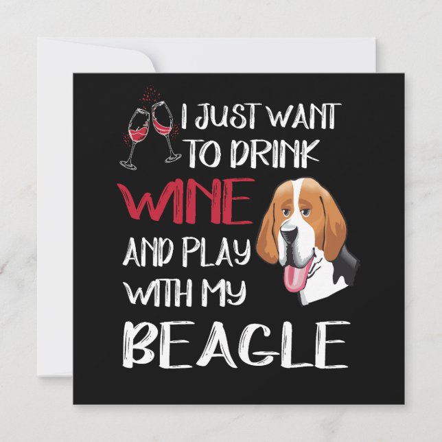 5 Drink Wine And Play With My Beagle Invitation (Front)