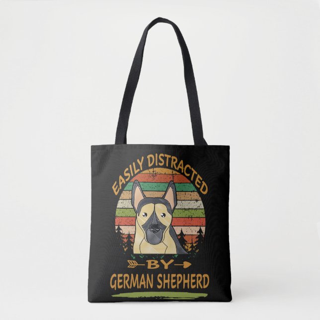 5 Easily Distracted By German Shepherd Tote Bag (Front)