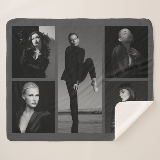 5 Editable Photo Collage Sherpa Blanket (Front (Horizontal))