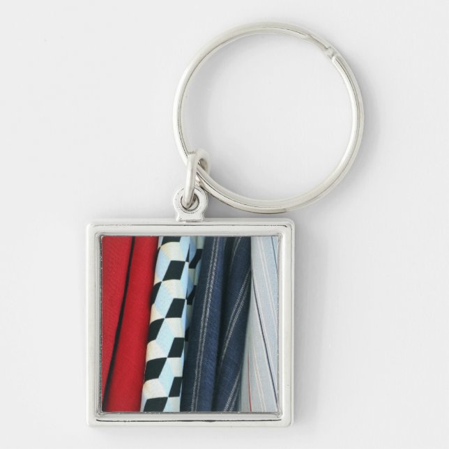 5 Fabrics With Geometric Patterns Key Ring (Front)