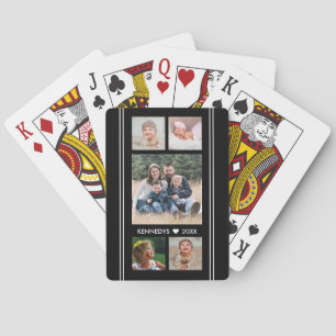 5 Family Photo Collage Black And White Playing Cards