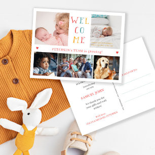 5 family photo collage WELCOME new baby birth Announcement Postcard