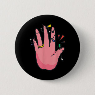 5 Finger Engagement Hand Party Best Fiance Bride G 6 Cm Round Badge