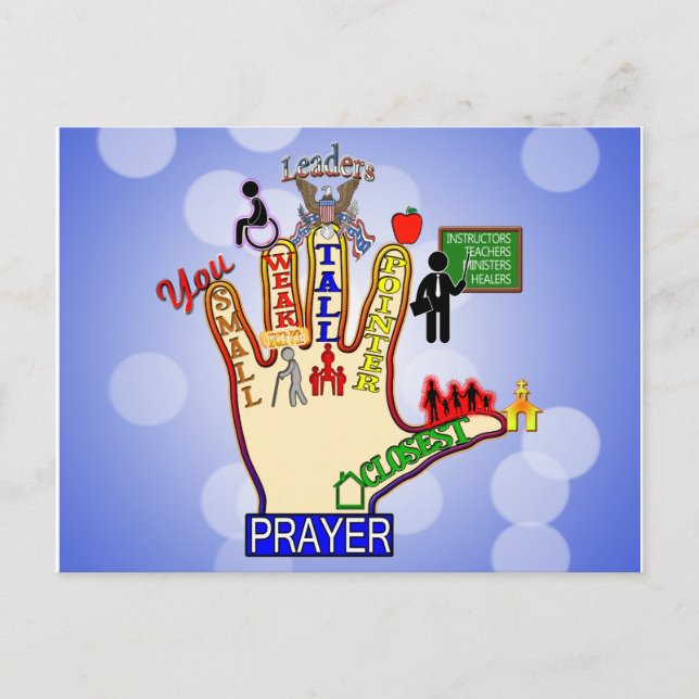 5 FIVE FINGER PRAYER AID POSTCARD (Front)