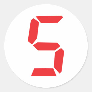 5 five red alarm clock digital number classic round sticker