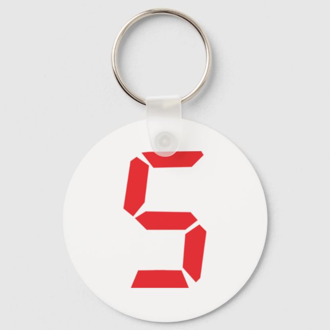 5 five  red alarm clock digital number key ring (Front)
